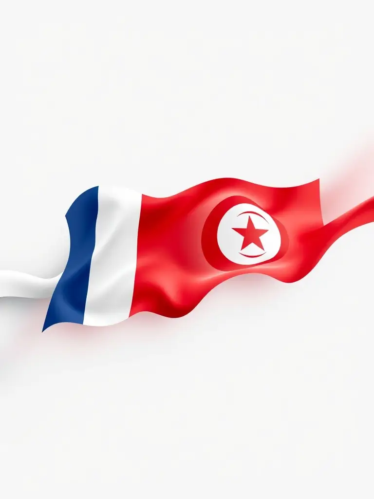 Abstract representation of the French and Tunisian flags merging, symbolizing SSINOVA's FR↔TN Optimization services.